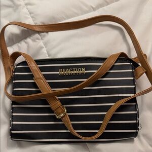 Kenneth Cole Reaction Black and White Striped Crossbody Bag